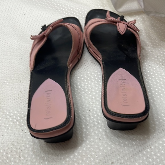 Relativity Pink Leather Slip On Sandal 8.5 Black Stitching (5) - Picture 5 of 6